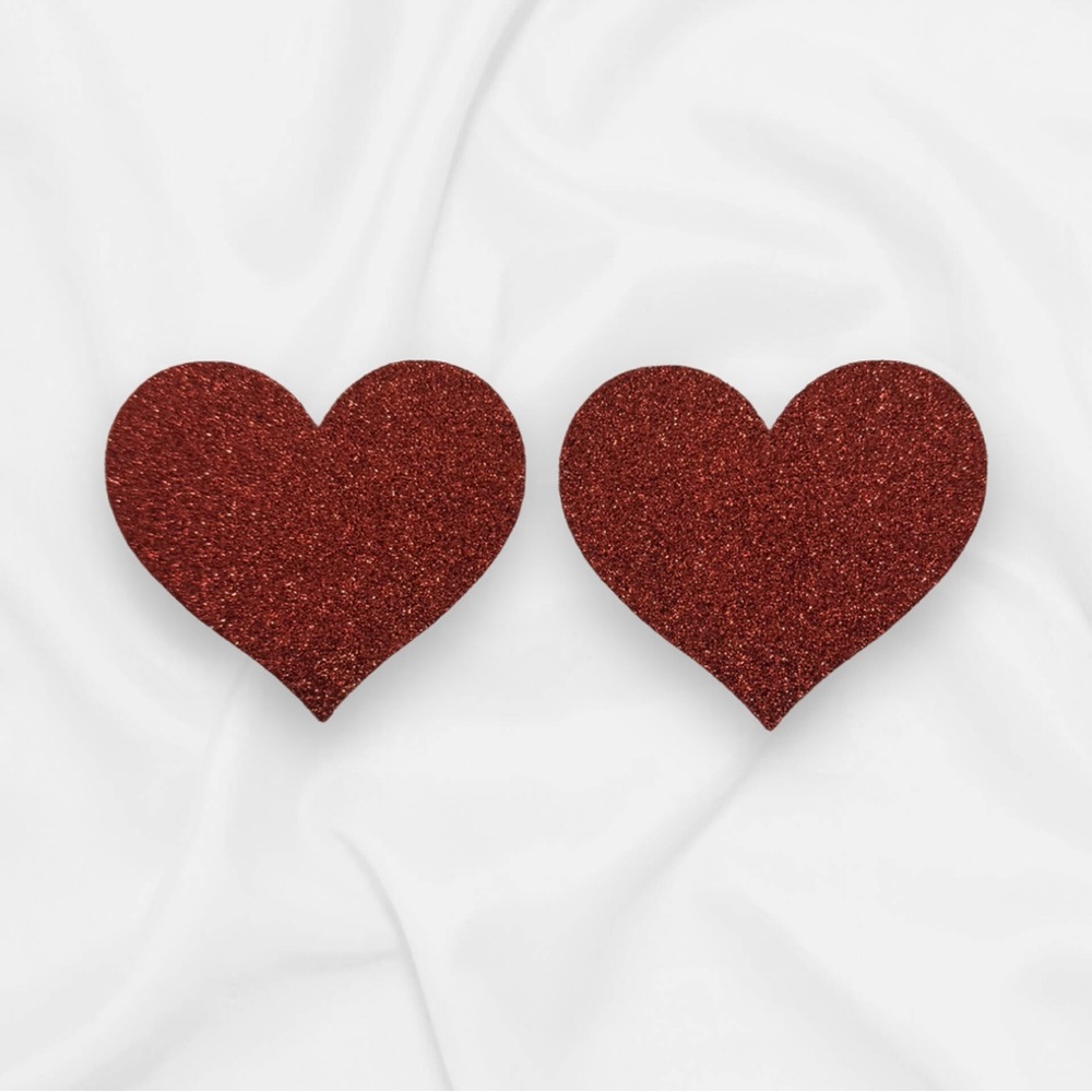1 Pair of Women Disposable Glitter Heart Nipple Stickers Adhesive Pasties Covers